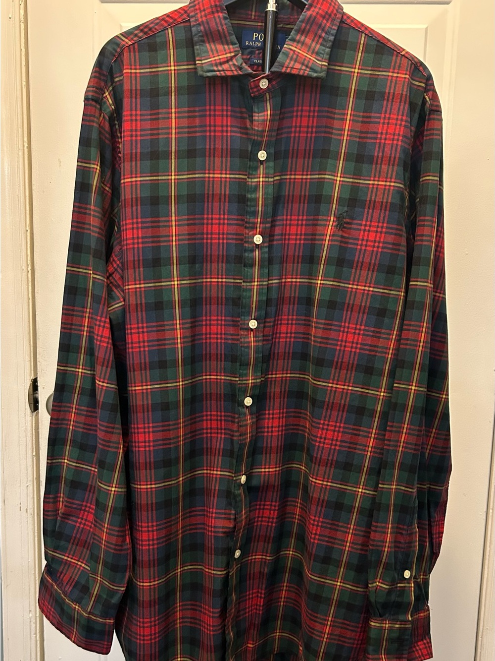 Ralph Lauren Shirt Men's XLarge Green and Red Plaid Button Down